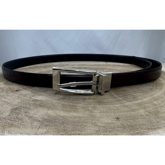 Men’s Reversible Alligator Pattern Dress Belt - (Size Medium) Black & Brown - Picture 1 of 16